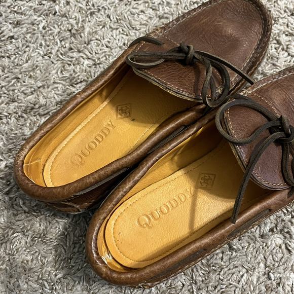 Quoddy Grizzly Tumbled Brown Leather Vibram Sole Moccasins Size 9.5 - Picture 3 of 6